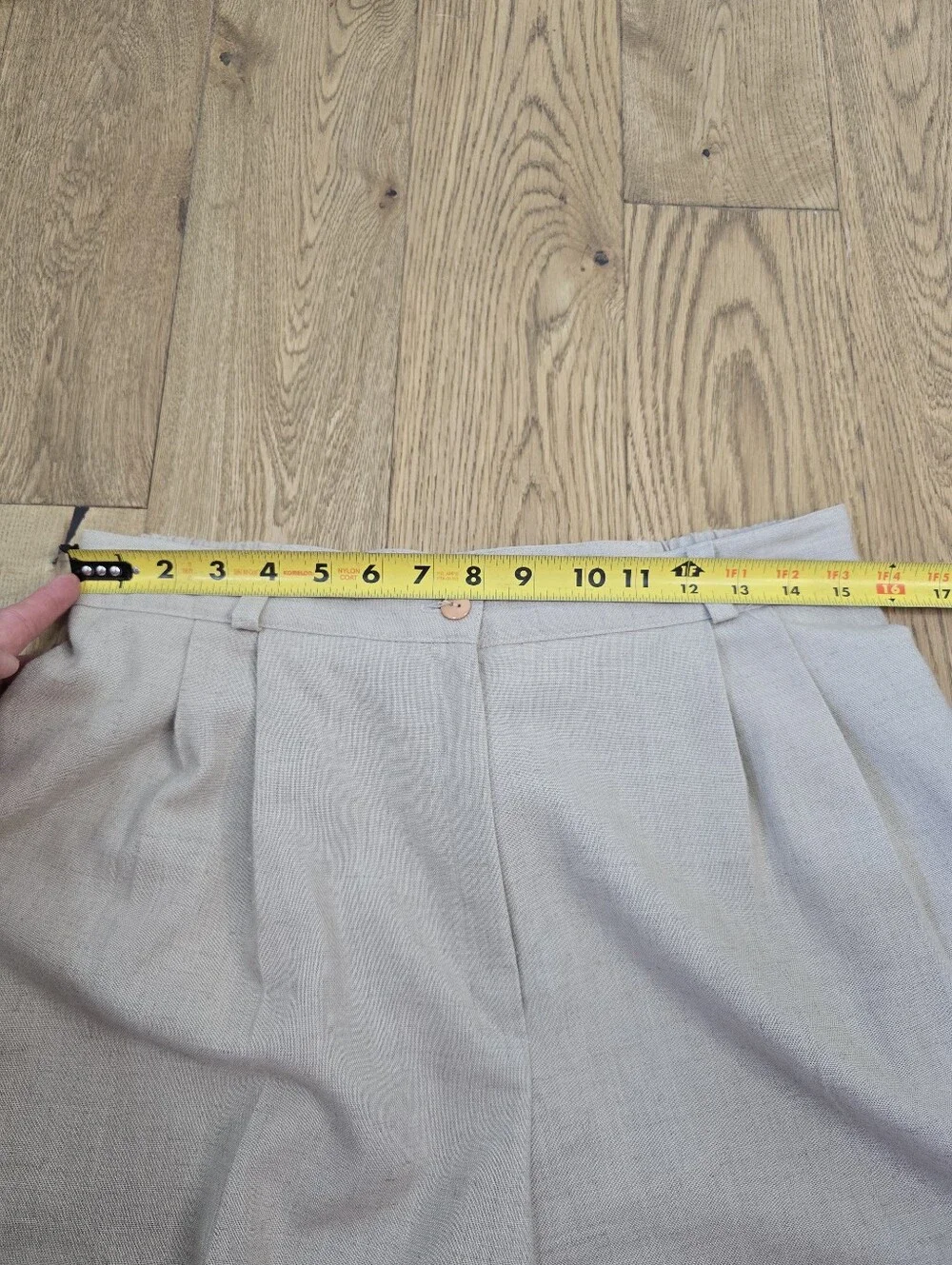 Vintage Requirements Cream Pleat Front Trouser Short 16 Linen Blend